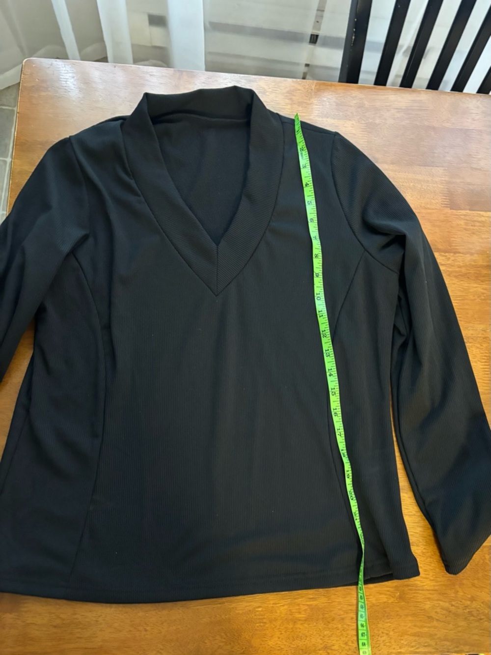 Black V-Neck Long Sleeve Top -New